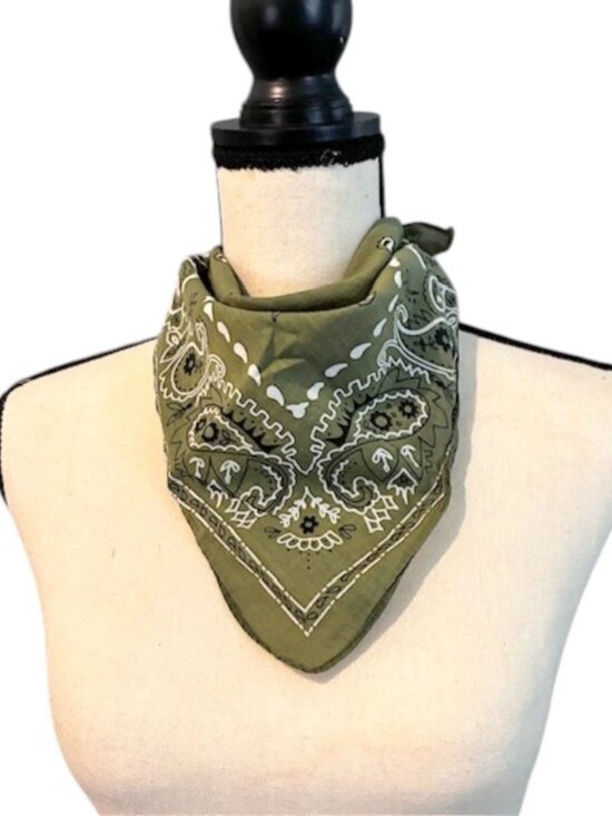 Accessories - Olive Green Bandanna Scarf Handkeechief